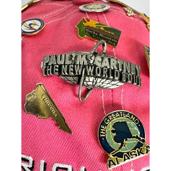 Pink Richmond VA Cap w/39 Souvenir Pins & Paul McCartney World Tour Pin - Picture 6 of 14